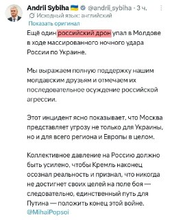 Сибига заявила о падении российского дрона в Молдавии