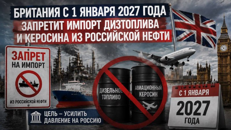 Британия запретит импорт топлива из российской нефти, произведенного в третьих странах