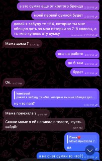 Дочь слила в сеть переписку с отцом из-за отказа купить дорогую сумку