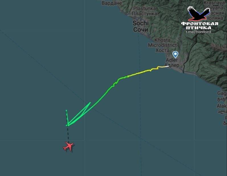 Обсуждение последнего местоположения самолета по данным Flightradar после рейса из Сочи