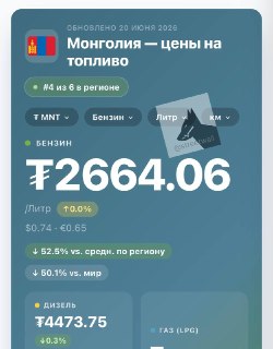 Бензин в Монголии стал дешевле, чем в России