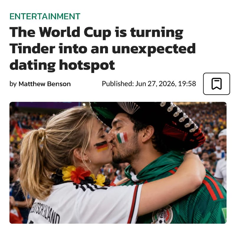 Чемпионат мира по футболу спровоцировал рост популярности Tinder в США и других странах