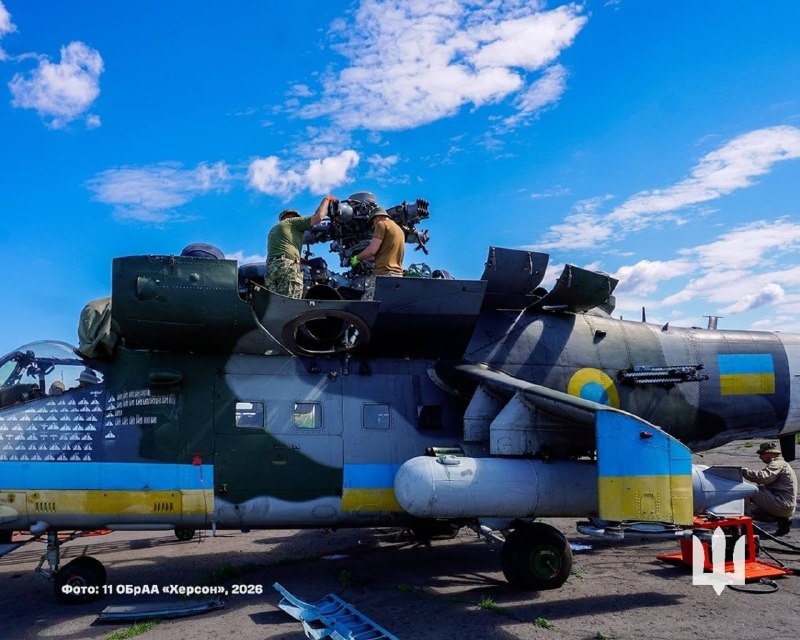 Вертолет ВСУ Ми-35 имеет отметки об уничтожении 185 БПЛА