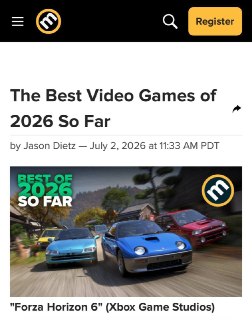 Metacritic выбрал лучшие игры первой половины 2026 года