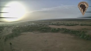 Прилет FPV-дрона по пикапу боевиков с ЗУ-23-2 в Мали