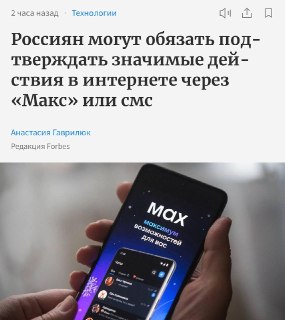 Минцифры предлагает обязать россиян подтверждать «значимые действия» в интернете через «Макс» или СМС