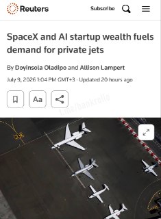 Спрос на частные самолёты вырос на 25% после IPO SpaceX