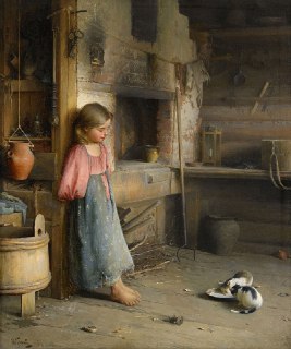 Картина Ивана Горохова «Девочка с котятами» (1895)