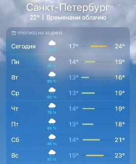 В Санкт-Петербурге прогнозируют восьмидневные дожди и похолодание