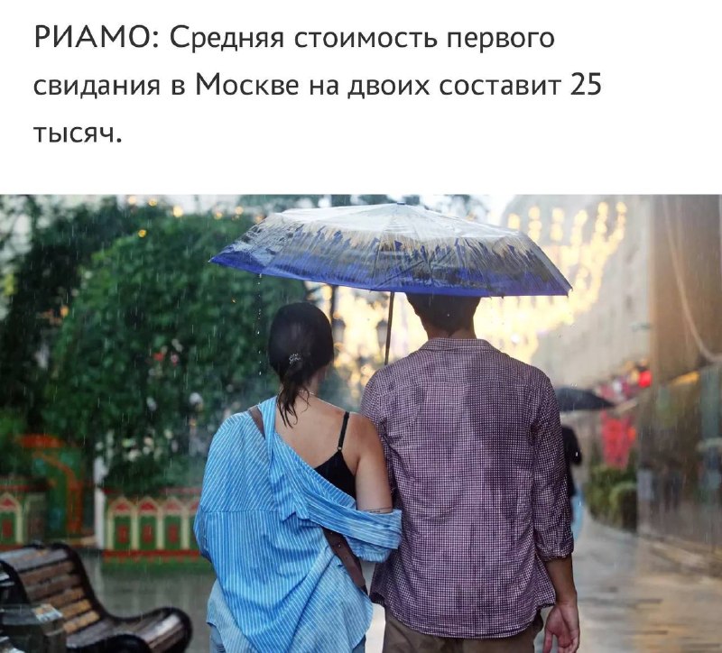 Первое свидание в Москве в среднем обходится в 25 тысяч рублей на двоих