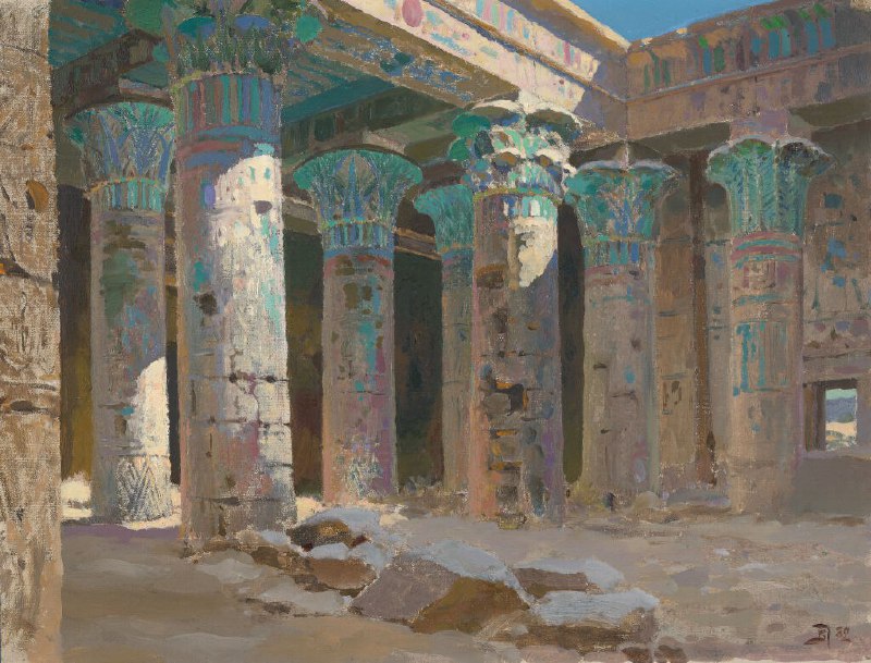 Художник изобразил храм Изиды на острове Филе