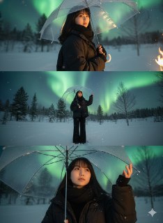 Промпт для создания зимних фото с полярным сиянием в нейросети