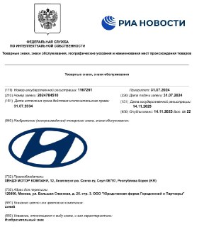 Hyundai продлил регистрацию товарных знаков в России