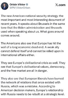 Орбан прокомментировал новую стратегию национальной безопасности США