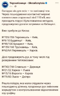 В Киеве задерживаются поезда из-за непогоды