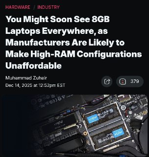 Прогнозируется снижение объема памяти в ноутбуках и телефонах