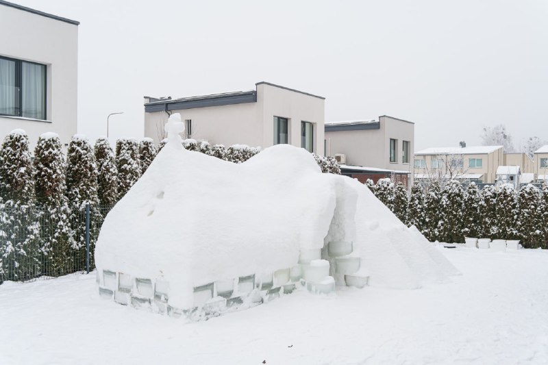 Литовец построил ледяной храм во дворе