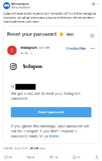 Утечка данных Instagram: скомпрометированы данные 17,5 миллионов пользователей