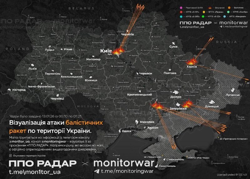 Ночные обстрелы Украины ракетами «Искандер»